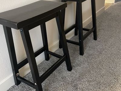 Pair of Black Wooden Stools
