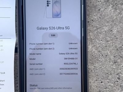 Samsung Galaxy S26 Ultra 5G SM-S948B/DS 1TB Unlocked Smartphone