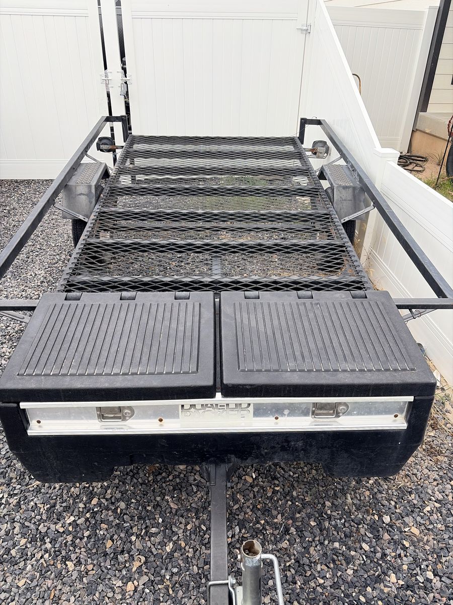 DualLid Heavy Duty Utility Trailer with Storage Box and Expanded Metal Deck