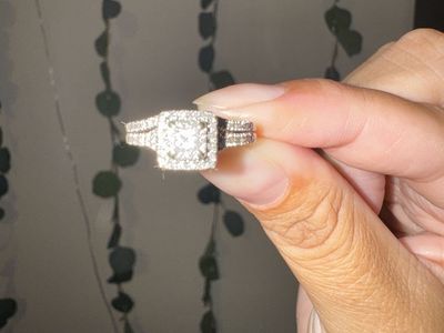 Princess cut Wedding ring with band