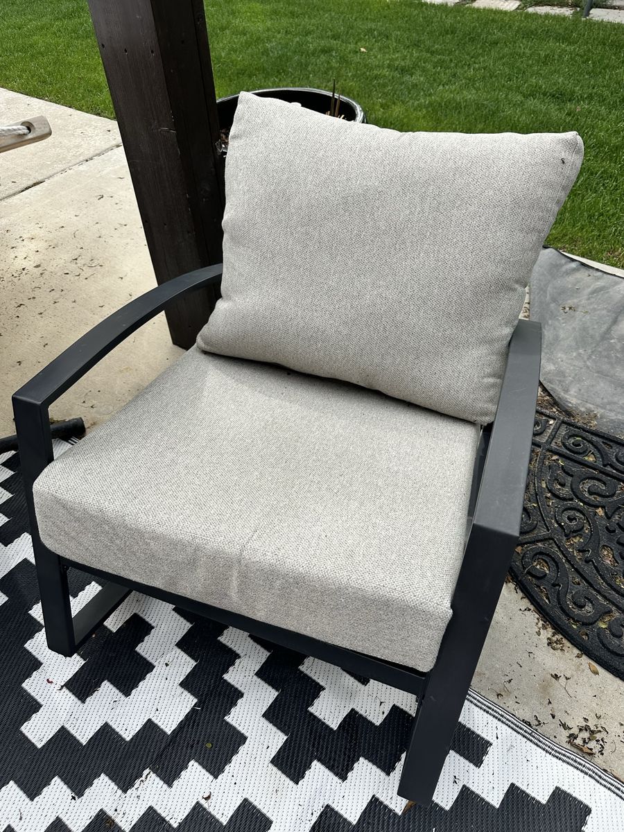 3 gray outdoor seat cushions
