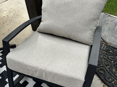 3 gray outdoor seat cushions