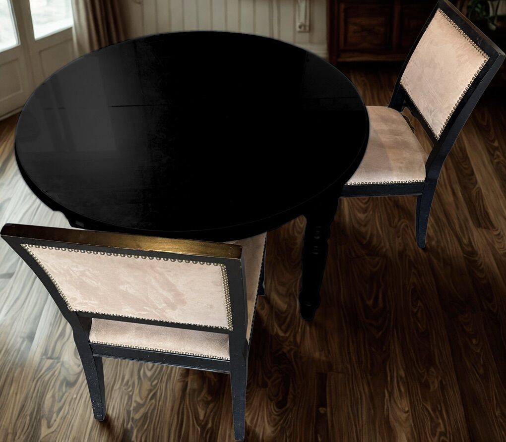 Round Glass Top Dining Table with 2 Chairs