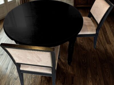 Round Glass Top Dining Table with 2 Chairs