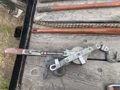 3 HOOK COME-ALONG, RIGID CHAIN PIPE WRENCH, HOMEMADE CUSTOMIZED WRENCH