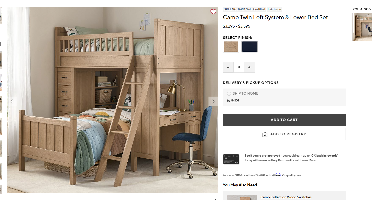 Bunk Bed, Pottery Barn Camp Loft Set