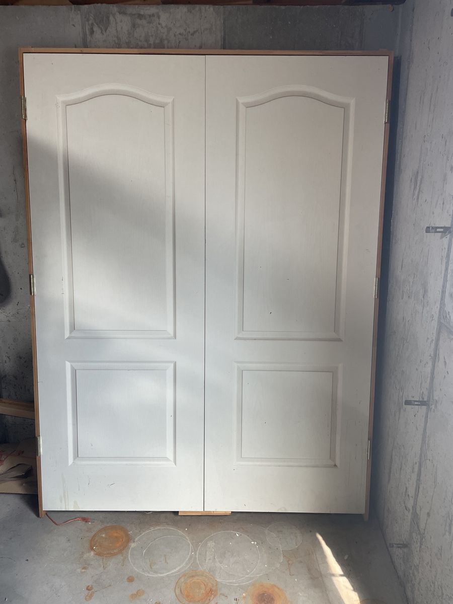 White Paneled Double Interior Door - Good Condition, Ready for Installation