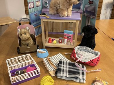Adora Pet Vet Set for 18” dolls, includes 3 Our Generation Pets + accessories