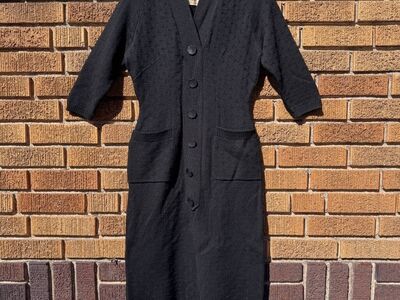 VINTAGE California Sportswear Snyderknit Dress - Womens Sz 4-6 - Black - 1940s