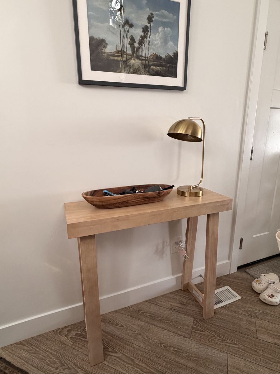 Light Wood Narrow Console Table Entryway Accent Table