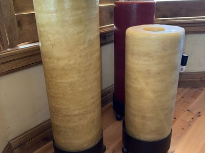 3 Gigantic Candles In Metal Base