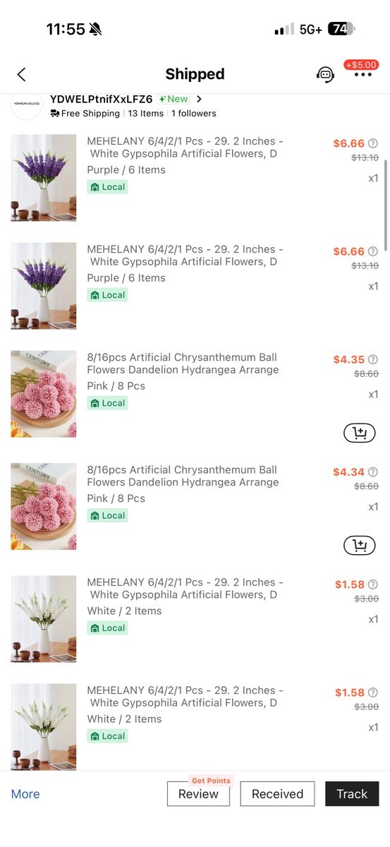 Fake flowers