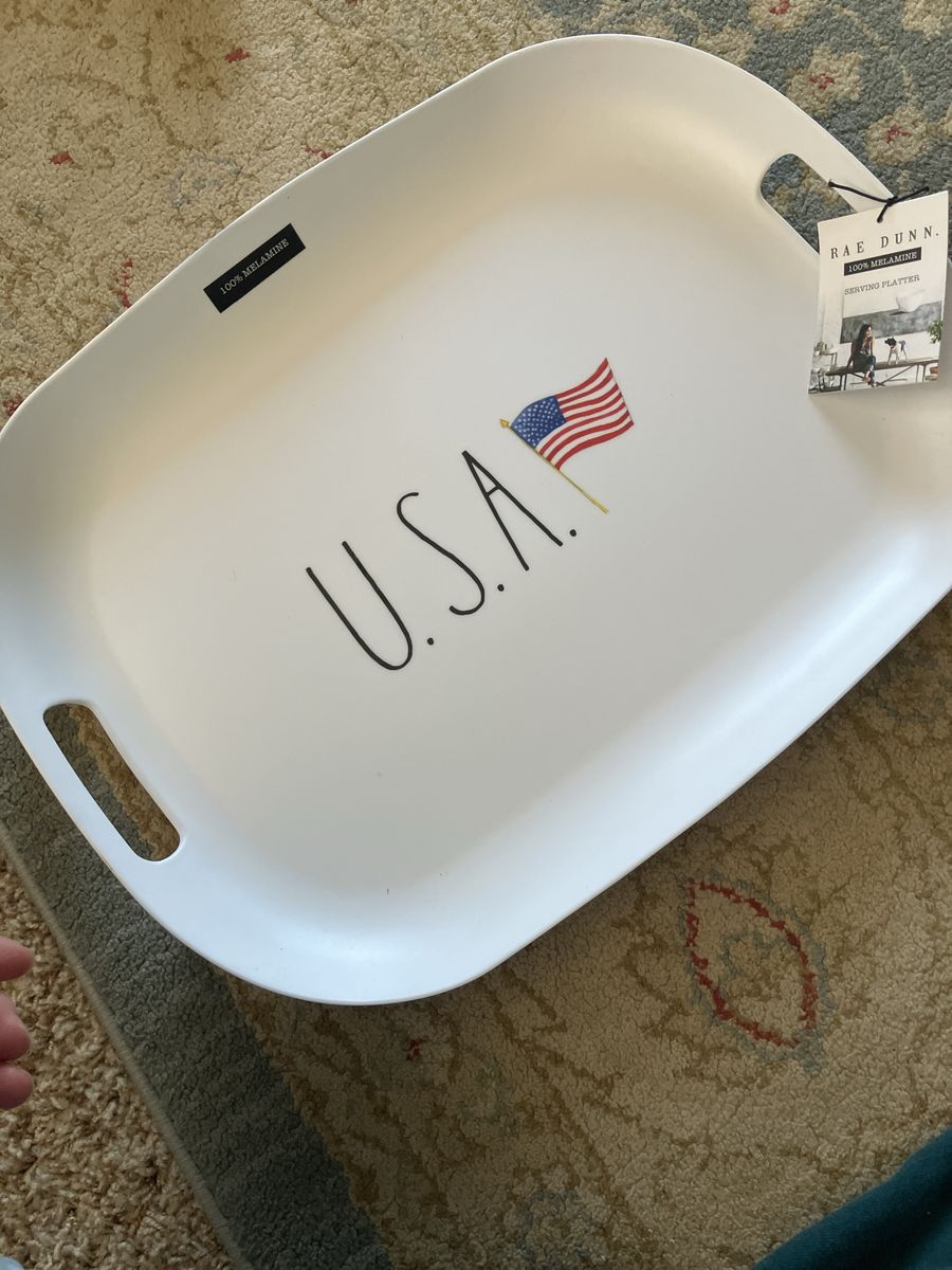 Rae Dunn USA Flag Melamine Serving Platter Tray Dish