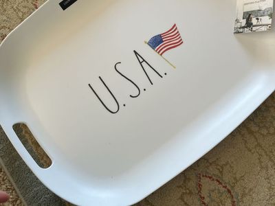 Rae Dunn USA Flag Melamine Serving Platter Tray Dish