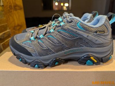 Merrell Women's Moab 3 GTX Hiking Shoes - Granite/Marine, USA Size 7- Waterproof & Vibram Soles