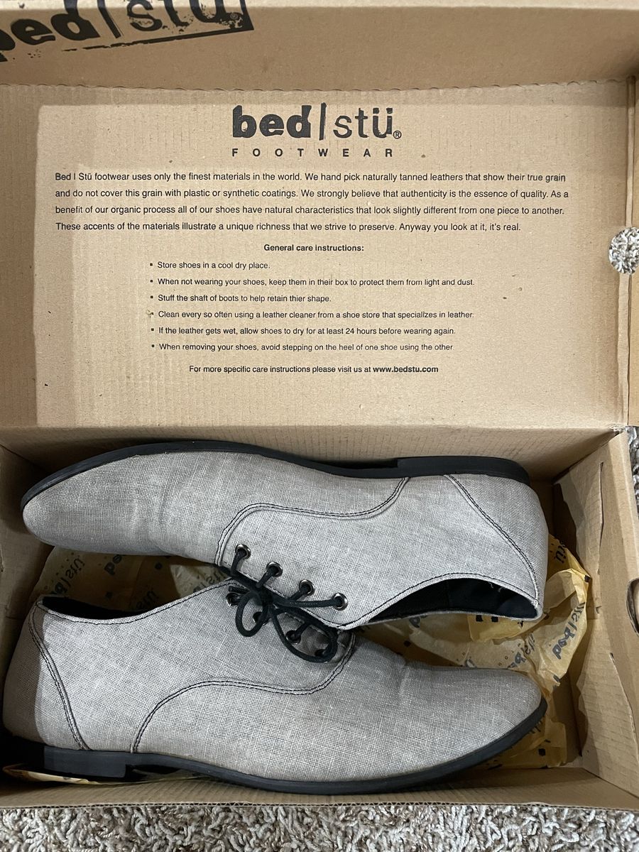 Bed Stu Stentorian Feathers Canvas Sten Oxfords Grey Men's Size 10.5 New in Box
