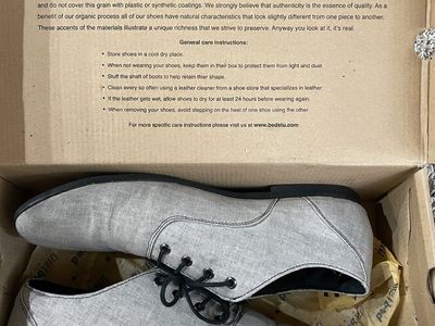 Bed Stu Stentorian Feathers Canvas Sten Oxfords Grey Men's Size 10.5 New in Box