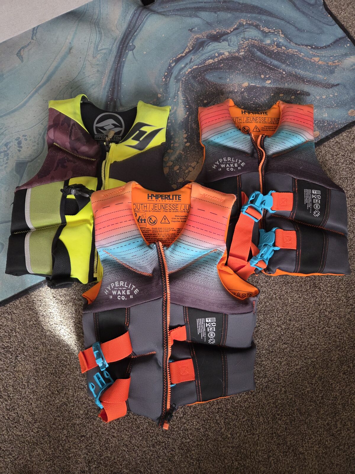 Neoprin, kid life jackets, size 50 to 90 pounds. $25 each