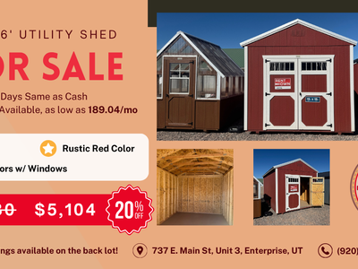 10x16 Utility Shed – Spring Cleaning Sale – $5,104 – Rent to Own $180/mo – Free Delivery
