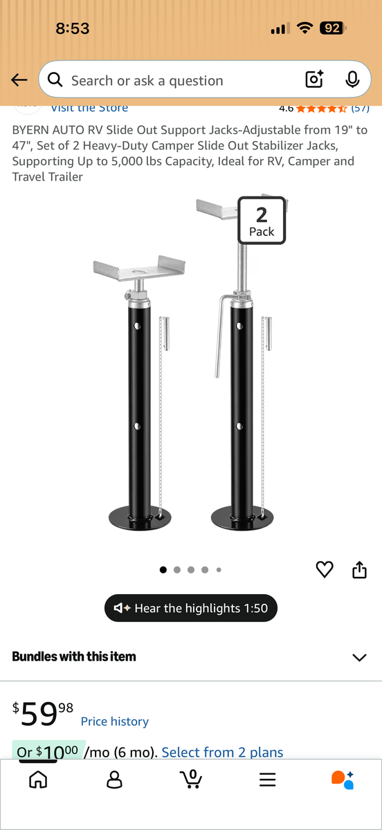 RV Slide Out Support Jacks — New