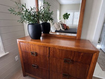 Mid-century Modern Dresser with Matching Framed Mirror