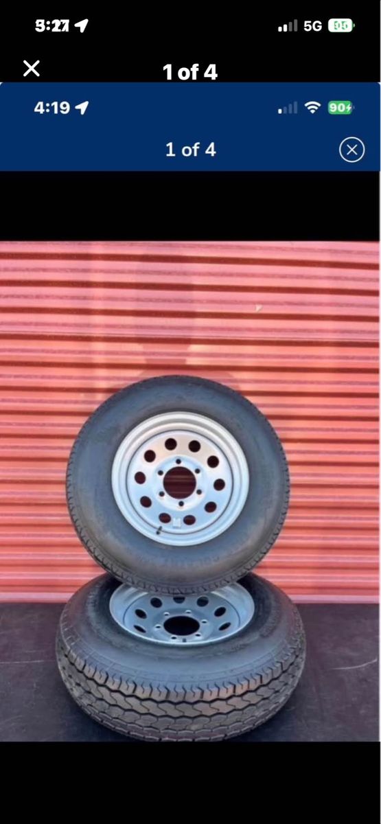 Set of 2 Free Country ST 225/75 D 15.  Trailer Tires Mounted on New Silver Mod Wheels Brand New Never Used 6 Lug