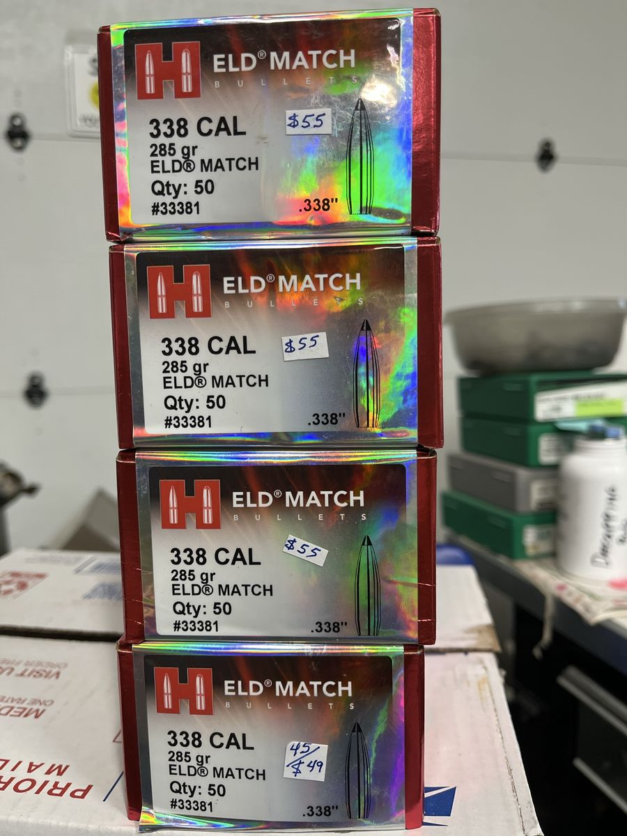 Hornady ELD Match Bullets 338 Cal 285 gr Box of 50 & Loose Bullets.
