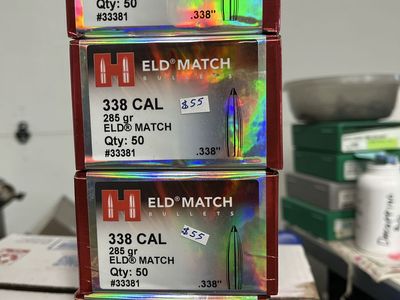 Hornady ELD Match Bullets 338 Cal 285 gr Box of 50 & Loose Bullets.