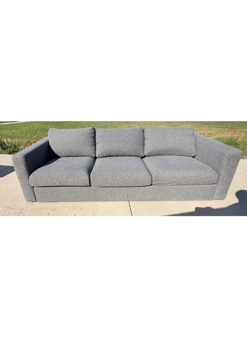 Modern Gray Fabric 3-Cushion Sofa Couch