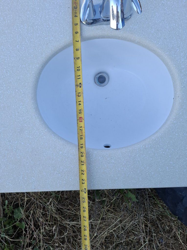 Used Bathroom Vanity Sink Top w/ Faucet - Light Speckled, 40" L x 17.5" W