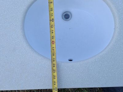 Used Bathroom Vanity Sink Top w/ Faucet - Light Speckled, 40" L x 17.5" W