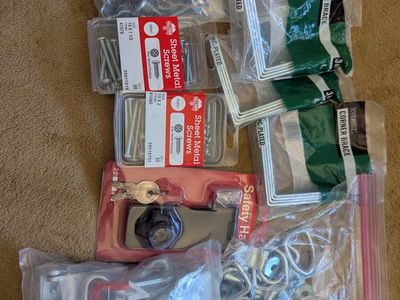 Hardware Lot: Everbilt Corner Braces, Hillman Sheet Metal Screws, Access Buy Safety Hasp & D-Rings