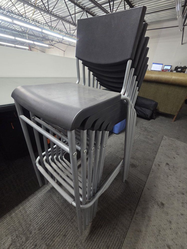 Stackable Black & Silver Office Chairs - Durable & Space-Saving Design