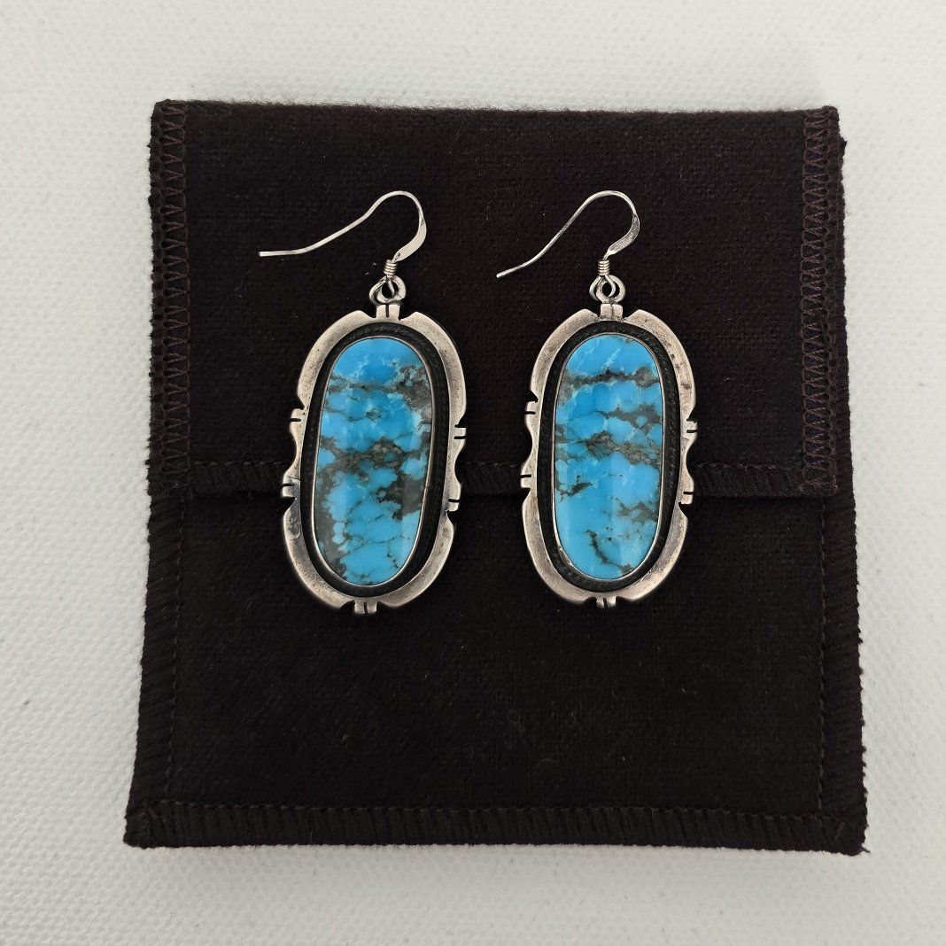 Navajo Dine Sterling Silver & Turquoise Earrings