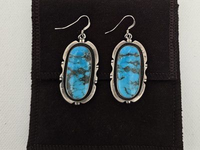 Navajo Dine Sterling Silver & Turquoise Earrings