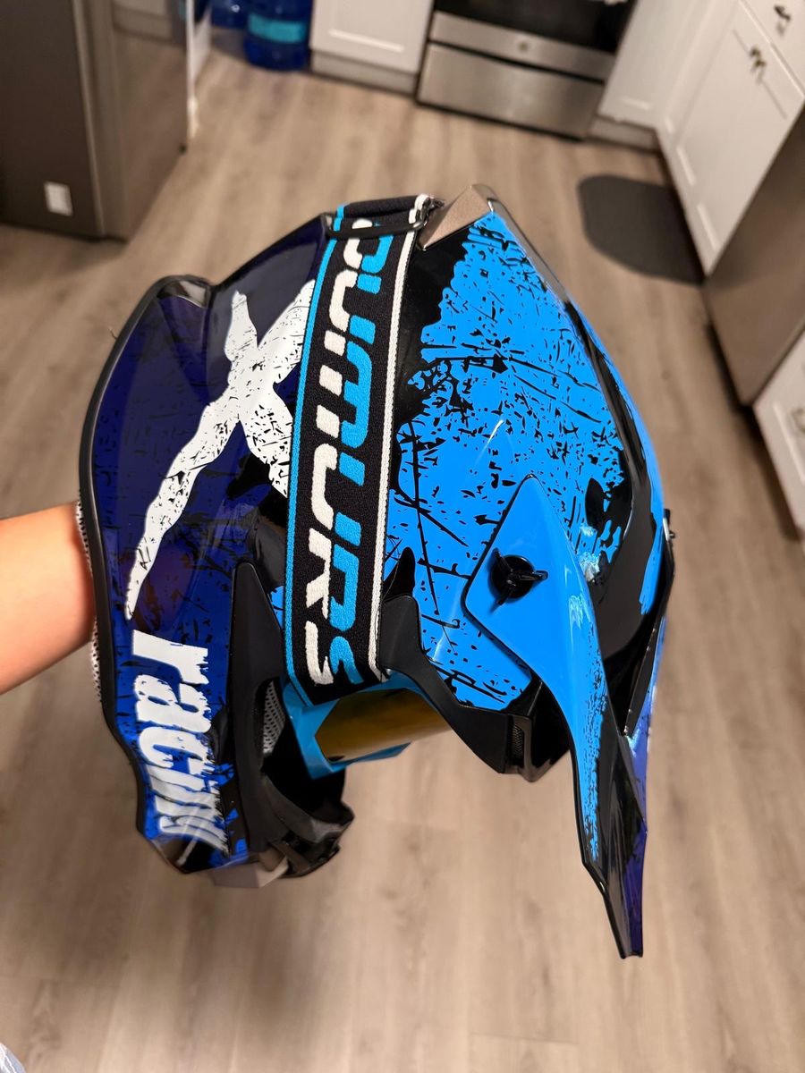 New OUMURS Motocross Helmet - Blue/Black - Size XL (61-62cm) - DOT Certified Off-Road Dirt Bike