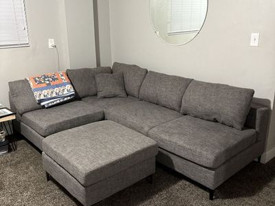 Sectional Couch with Reversible Chaise & Ottoman