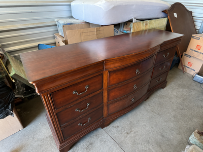 Large Traditional Triple Dresser – Dark Cherry Wood Finish - $100