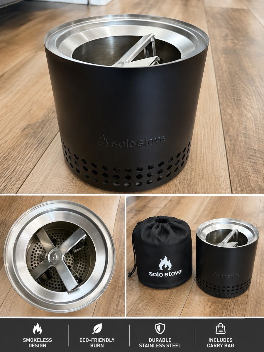 Solo Stove Smokeless Stainless Steel Portable Camp Stove with Carry Bag