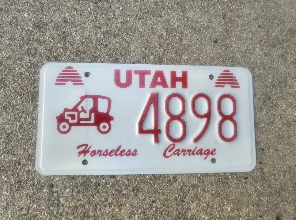 Utah Horseless Carriage license plate