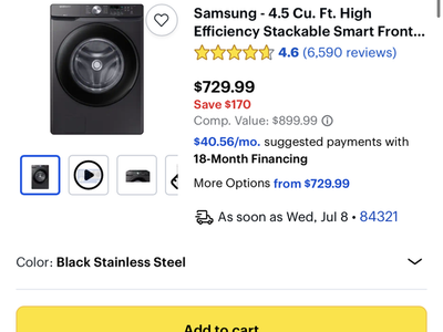 Samsung stackable washer and dryer. **dryer needs 125$ part)