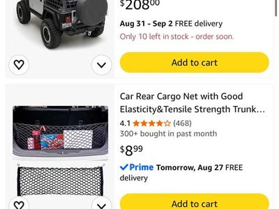 SmittyBilt C-Res 2 HD Trail Net - Jeep Wrangler Cargo Net Black and bikini top and tire cover