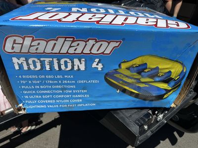 Gladiator Motion 4-Person Towable Tube - 70" x 104" Water Tube, Quick Connect, Nylon Cover