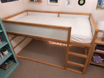 IKEA KURA Reversible Bed Frame, Twin, White/Pine Wood - Loft Bed or Low Bed Option