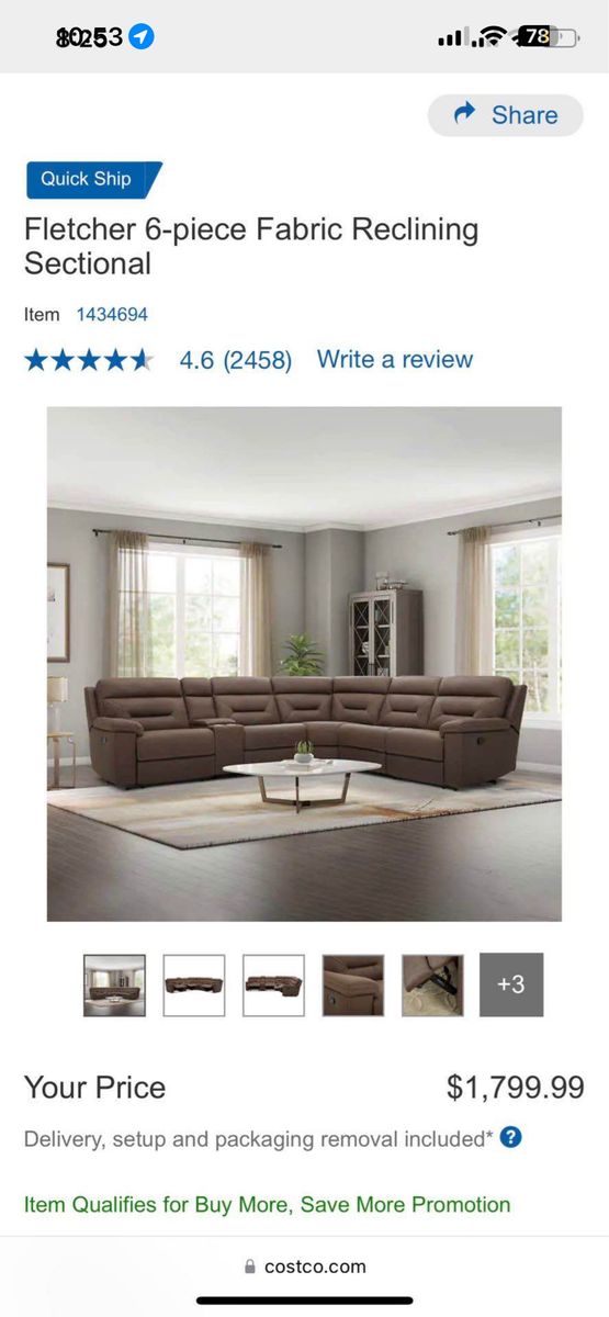 Fletcher 6-piece Fabric Reclining Sectional