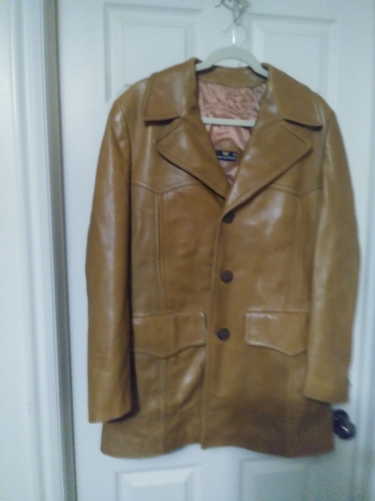 Vintage Cortefiel Leather Coat Jacket Mens 38
