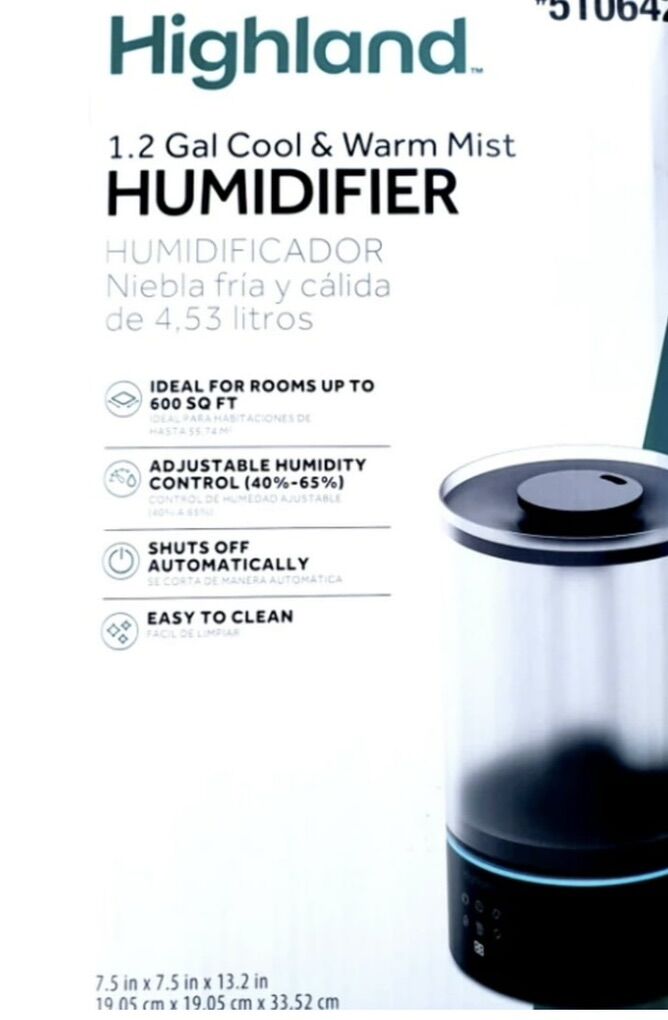 Highland 1.2Gal Tabletop Cool/Warm Mist Humidifier