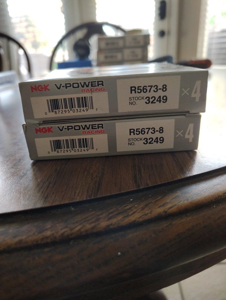 NGK V-Power Racing Spark Plugs (TR5 Stock No. 2238 & R5673-8 Stock No. 3249)