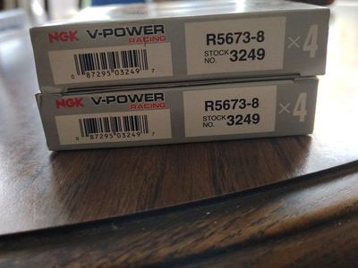 NGK V-Power Racing Spark Plugs (TR5 Stock No. 2238 & R5673-8 Stock No. 3249)