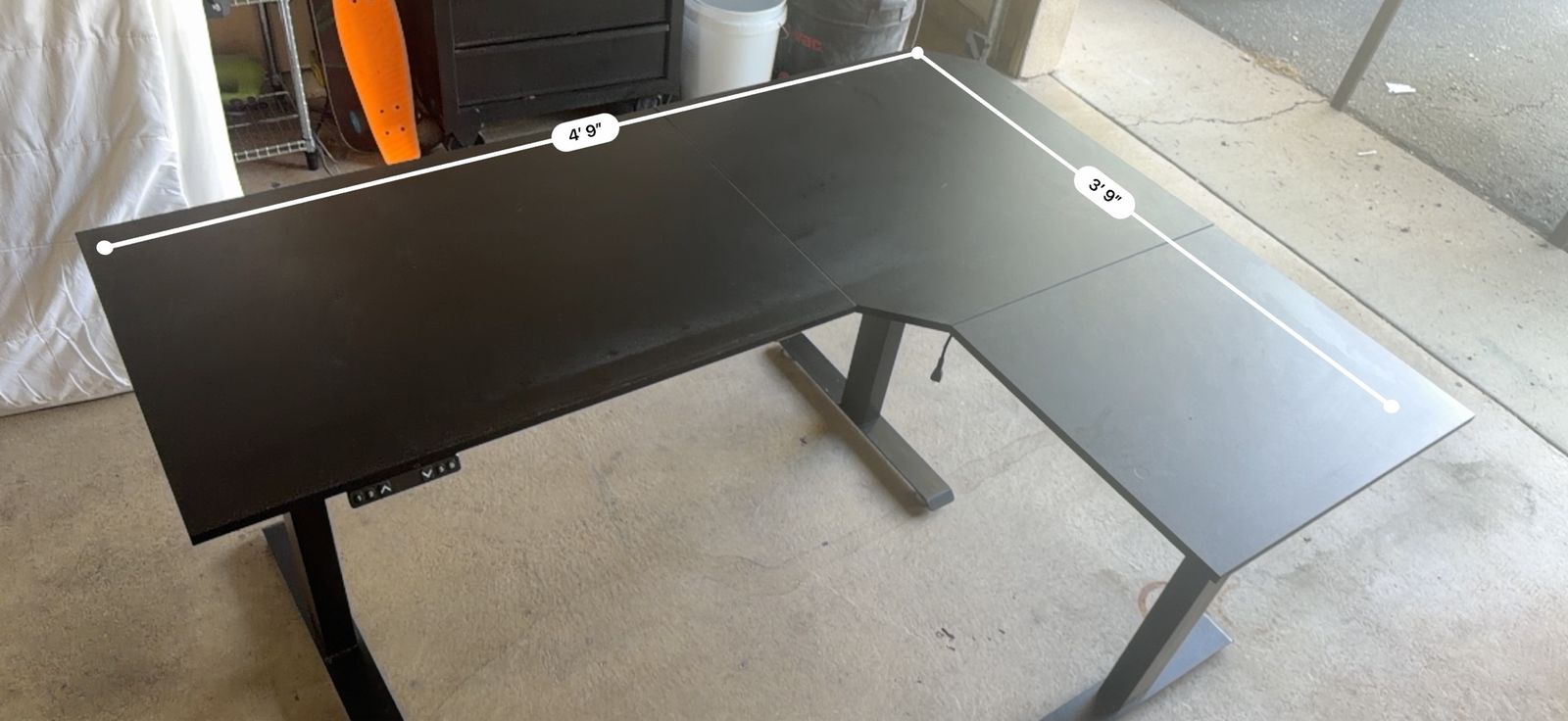 Black L-Shaped Adjustable Standing Desk 4'9" x 3'8" with Memory Presets
